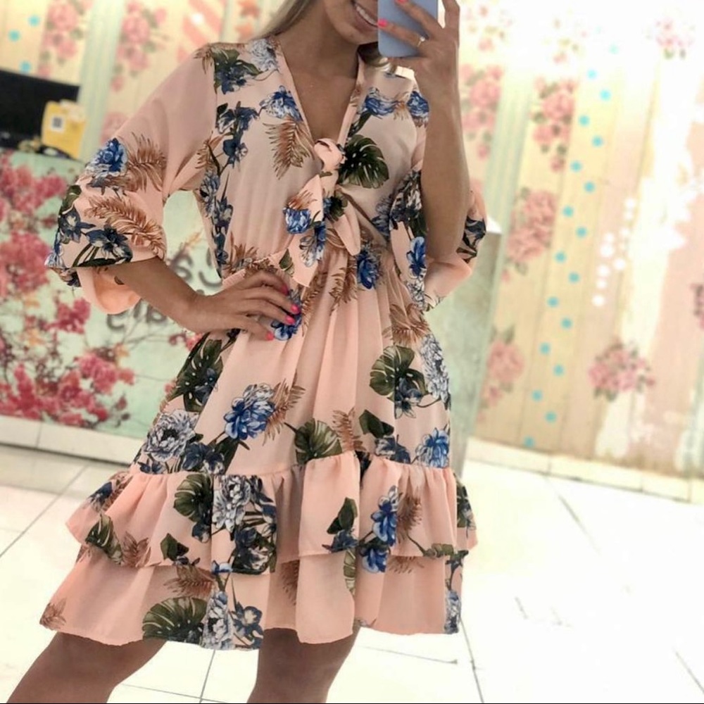 Colombian Mini Dress Color Peach